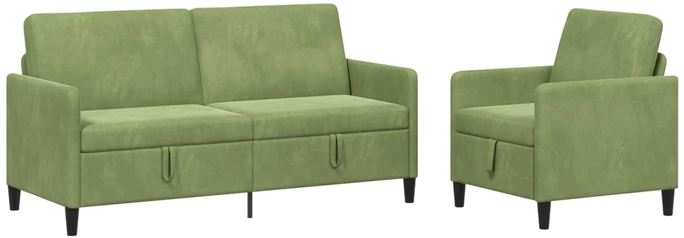Sofa Sofos komplektas su saugojimu 2 vnt. Šviesiai žalia Poliesteris