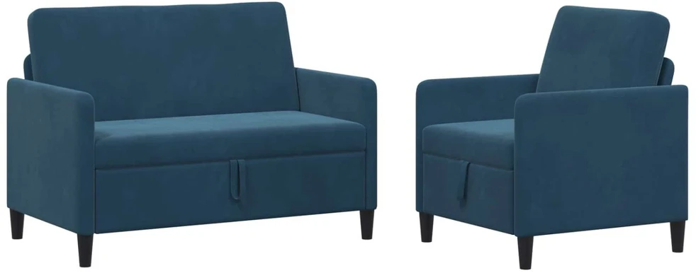 Sofa Sofos komplektas su saugojimu 2 vnt. Mėlyna Poliesteris