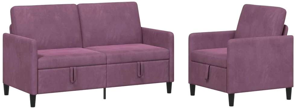 Sofa Sofos komplektas su saugojimu 2 vnt. Violetinė Poliesteris