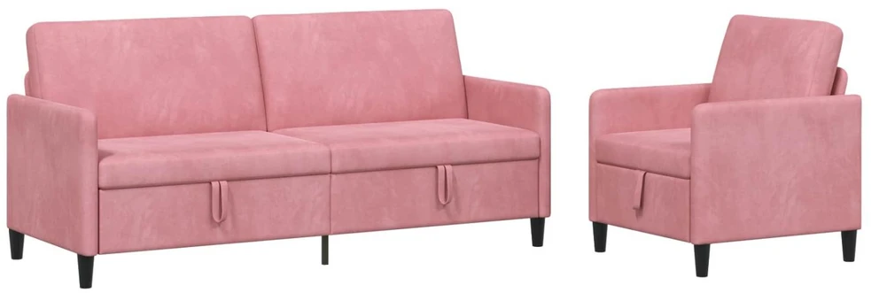 Sofa Sofos komplektas su saugojimu 2 vnt. Rožinė Poliesteris
