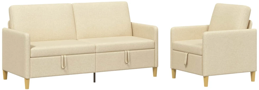 Sofa Sofos komplektas su saugojimu 2 vnt. Kreminė Poliesteris