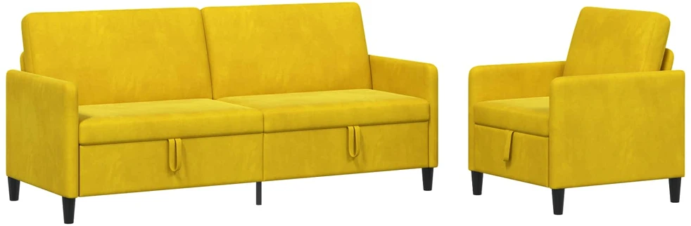 Sofa Sofos komplektas su saugojimu 2 vnt. Geltona Poliesteris
