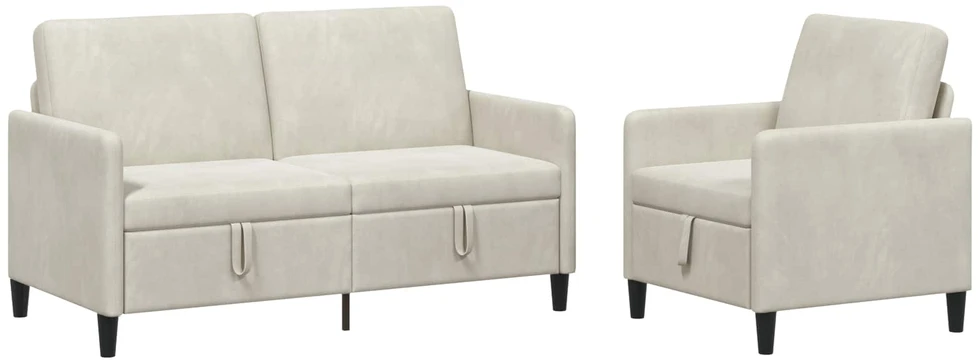 Sofa Sofos komplektas su saugojimu 2 vnt. Kreminė Poliesteris