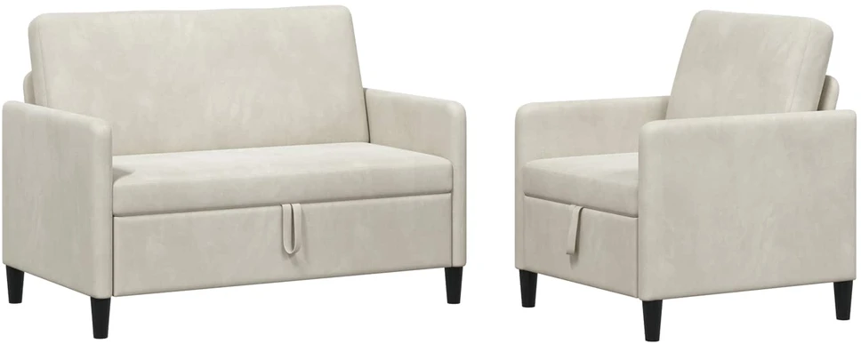 Sofa Sofos komplektas su saugojimu 2 vnt. Kreminė Poliesteris