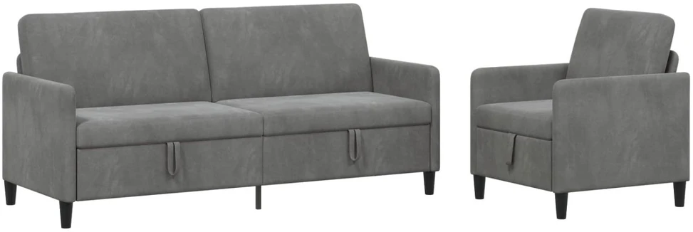 Sofa Sofos komplektas su saugojimu 2 vnt. Tamsiai pilka Poliesteris