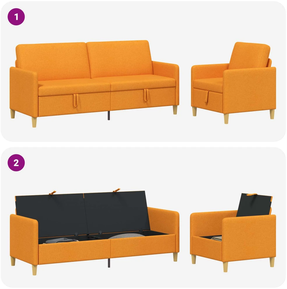 Sofa Sofos komplektas su saugojimu 2 vnt. Tamsiai geltona