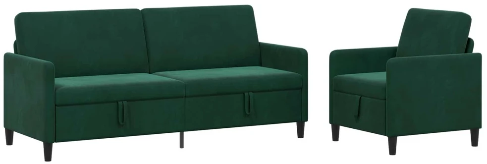 Sofa Sofos komplektas su saugojimu 2 vnt. Tamsiai žalia Poliesteris