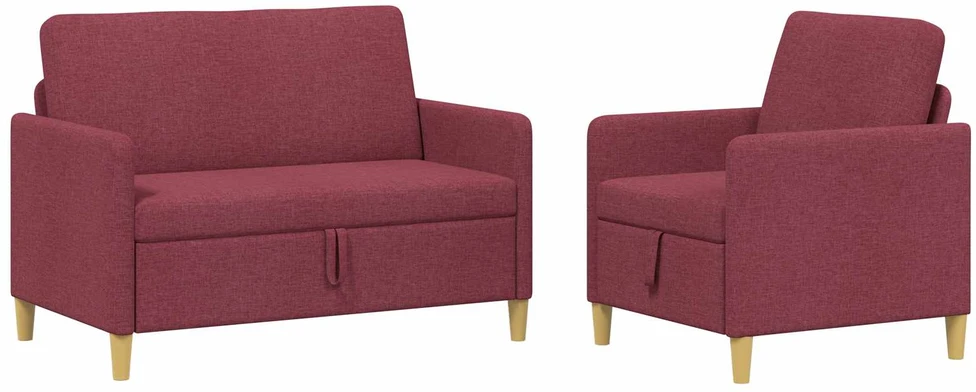 Sofa Sofos komplektas su saugojimu 2 vnt. Vyno raudona Poliesteris