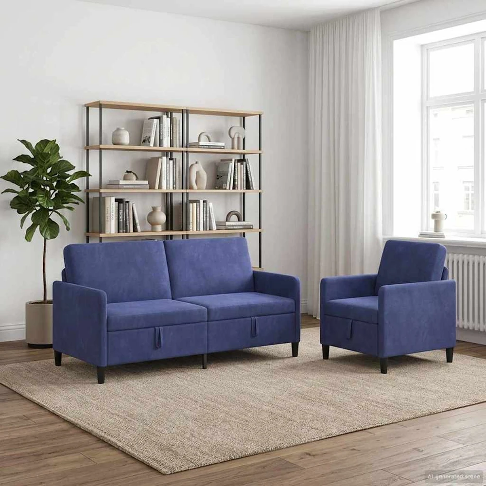Sofa Sofos komplektas su saugojimu 2 vnt. Policijos mėlyna