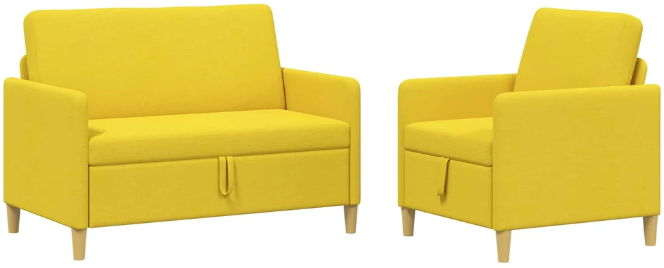 Sofa Sofos komplektas su saugojimu 2 vnt. Šviesi geltona Poliesteris