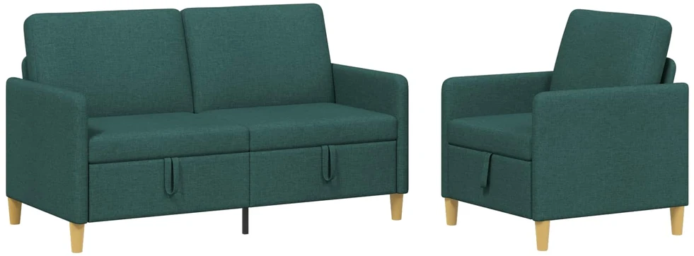 Sofa Sofos komplektas su saugojimu 2 vnt. Tamsiai žalia Poliesteris