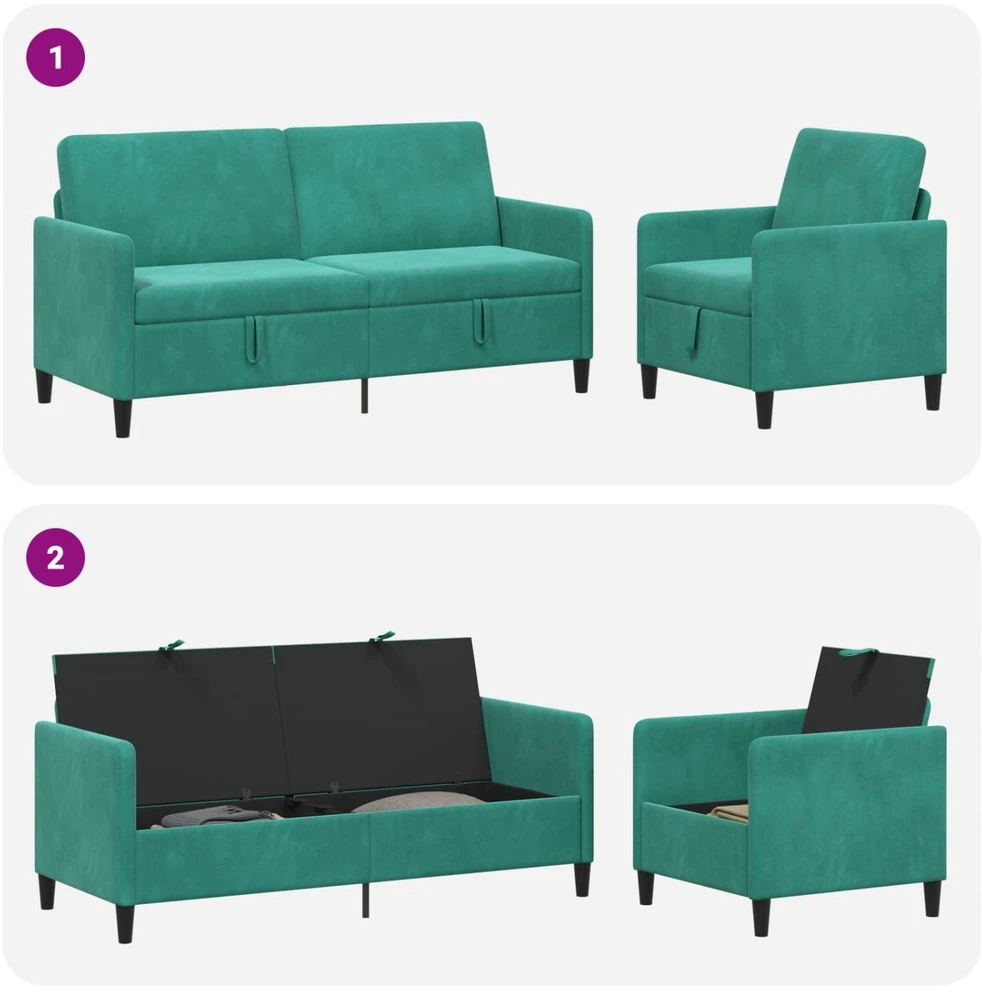 Sofa Sofos komplektas su saugojimu 2 vnt. Turkio Poliesteris
