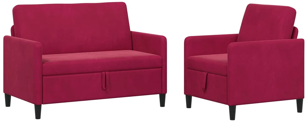 Sofa Sofos komplektas su saugojimu 2 vnt. Vyno raudona Poliesteris