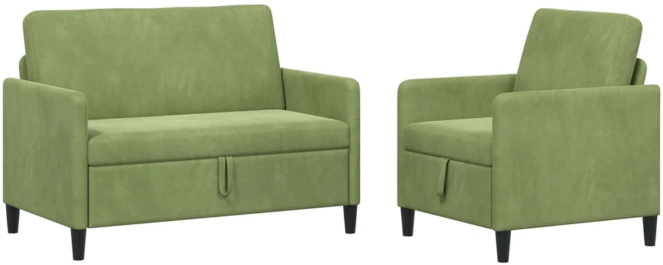 Sofa Sofos komplektas su saugojimu 2 vnt. Šviesiai žalia Poliesteris