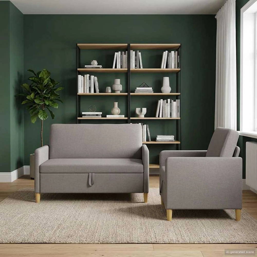 Sofa Sofos komplektas su saugojimu 2 vnt. 3 vietos Taupe