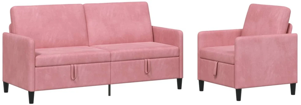 Sofa Sofos komplektas su saugojimu 2 vnt. Rožinė Poliesteris