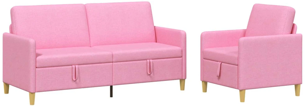 Sofa Sofos komplektas su saugojimu 2 vnt. Rožinė Poliesteris