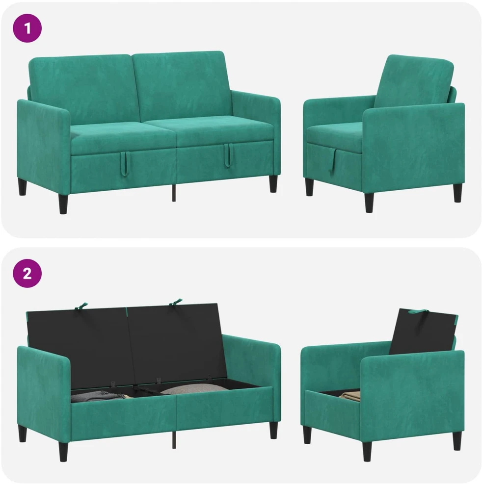Sofa Sofos komplektas su saugojimu 2 vnt. Turkio Poliesteris