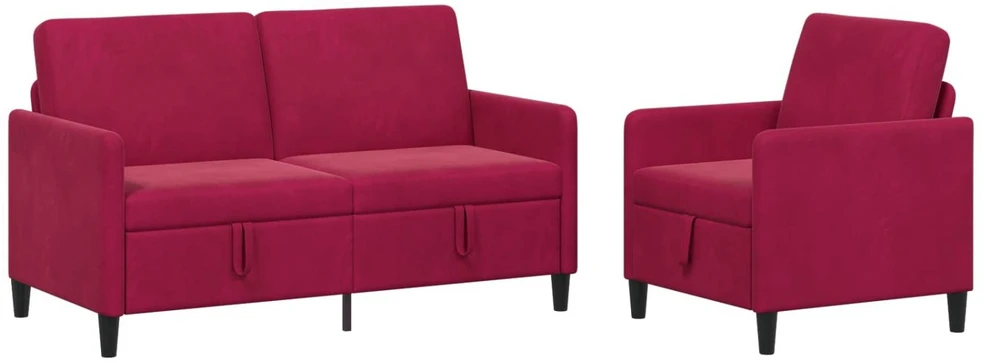 Sofa Sofos komplektas su saugojimu 2 vnt. Vyno raudona Poliesteris