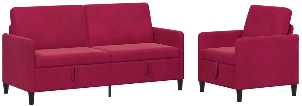 Sofa Sofos komplektas su saugojimu 2 vnt. Vyno raudona Poliesteris