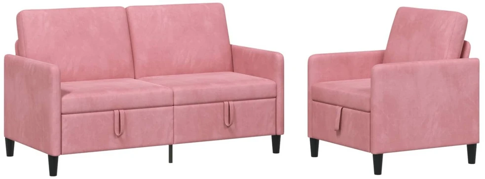 Sofa Sofos komplektas su saugojimu 2 vnt. Rožinė Poliesteris