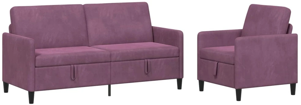 Sofa Sofos komplektas su saugojimu 2 vnt. Violetinė Poliesteris