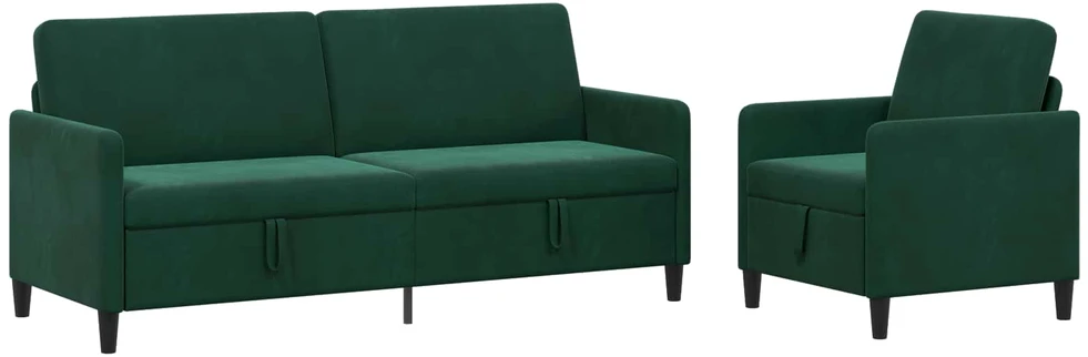Sofa Sofos komplektas su saugojimu 2 vnt. Tamsiai žalia Poliesteris