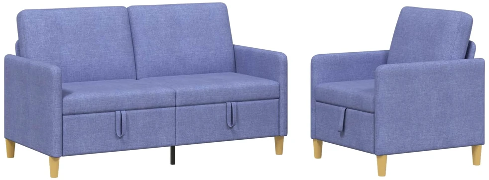 Sofa Sofos komplektas su saugojimu 2 vnt. 3 vietos Džinsinės mėlynos