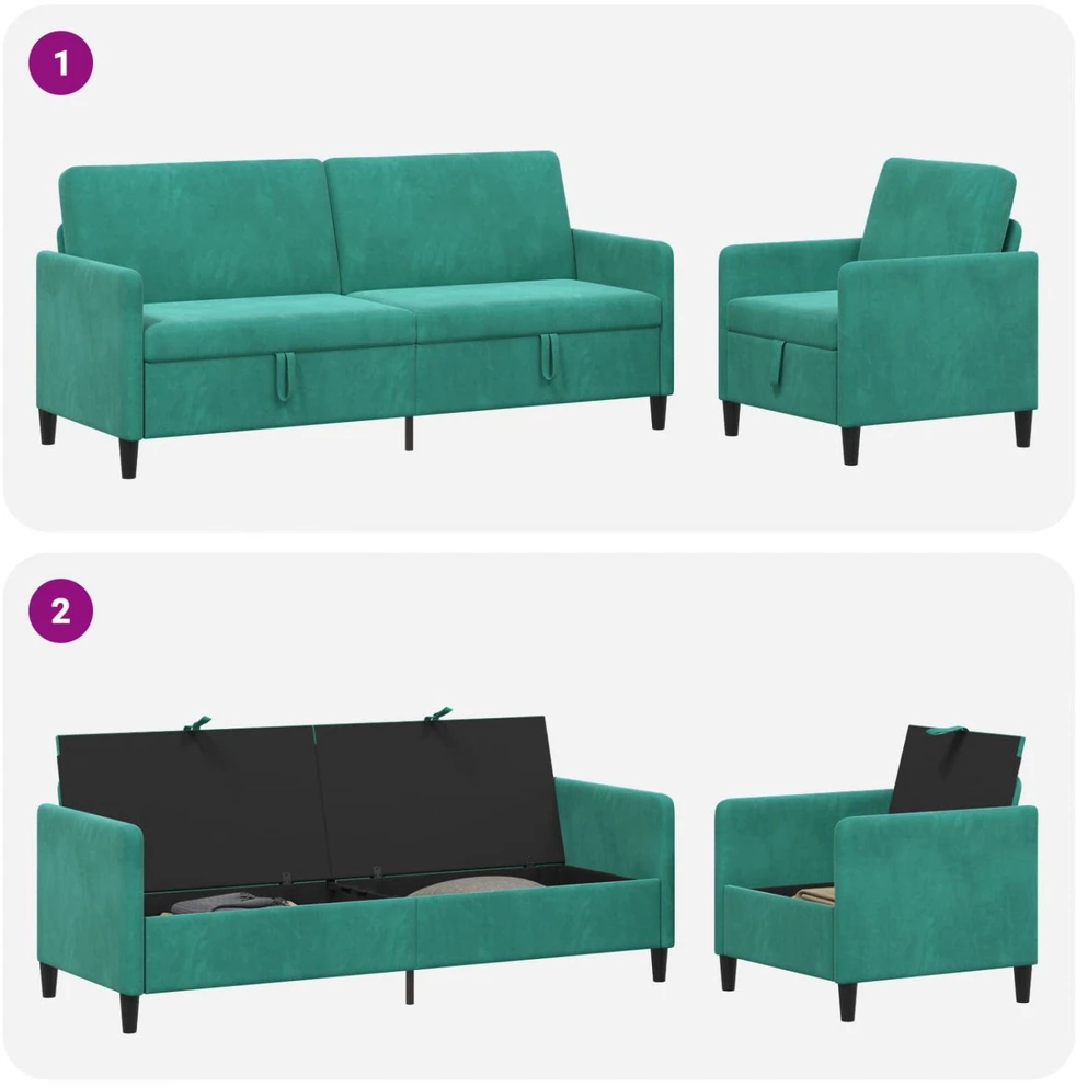 Sofa Sofos komplektas su saugojimu 2 vnt. Turkio Poliesteris