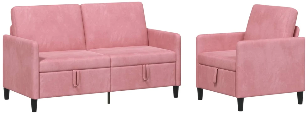 Sofa Sofos komplektas su saugojimu 2 vnt. Rožinė Poliesteris