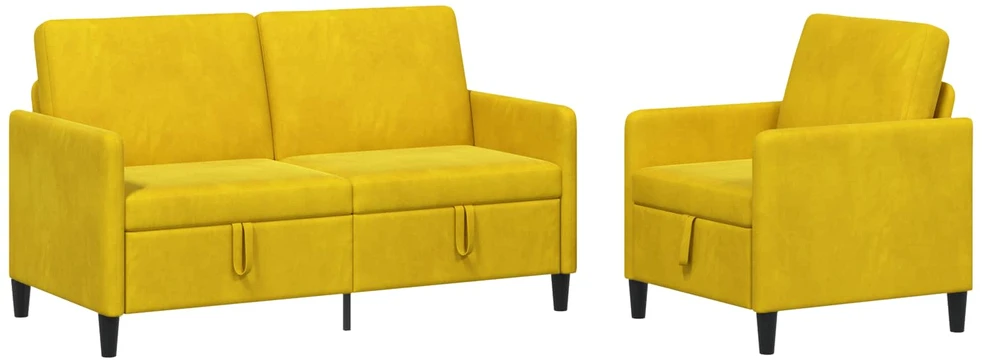 Sofa Sofos komplektas su saugojimu 2 vnt. Geltona Poliesteris