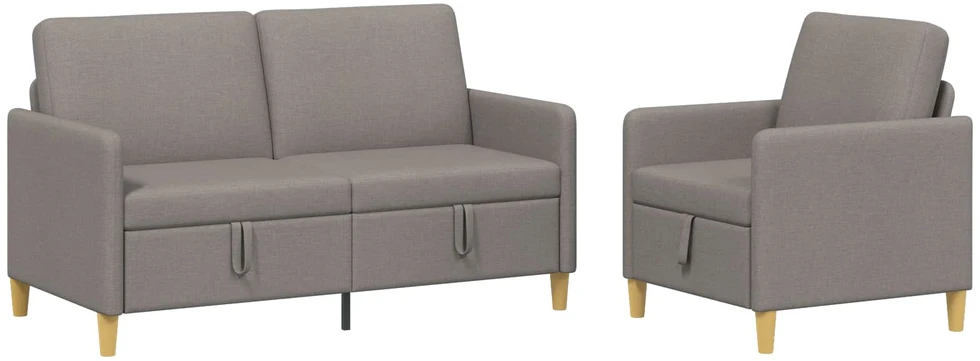 Sofa Sofos komplektas su saugojimu 2 vnt. Taupe Poliesteris