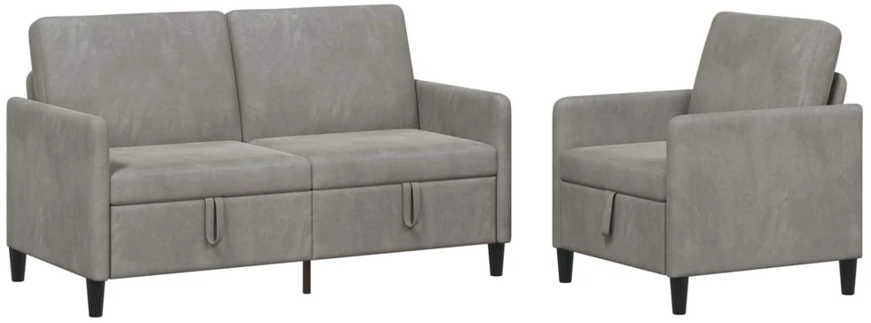 Sofa Sofos komplektas su saugojimu 2 vnt. Šviesiai pilka Poliesteris