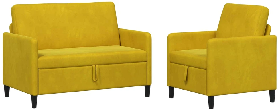 Sofa Sofos komplektas su saugojimu 2 vnt. Geltona Poliesteris