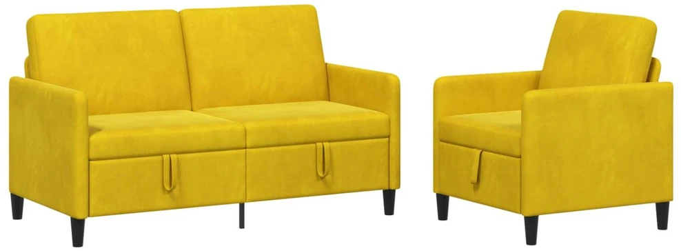 Sofa Sofos komplektas su saugojimu 2 vnt. Geltona Poliesteris