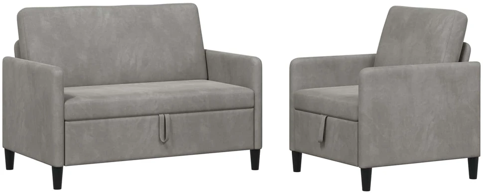 Sofa Sofos komplektas su saugojimu 2 vnt. Šviesiai pilka Poliesteris