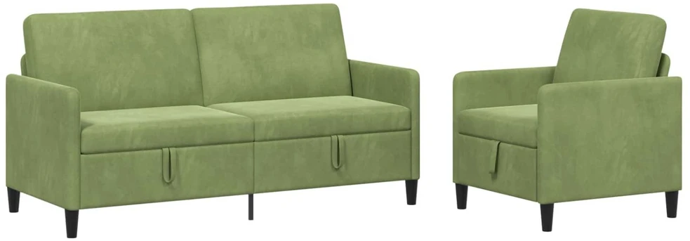 Sofa Sofos komplektas su saugojimu 2 vnt. Šviesiai žalia Poliesteris
