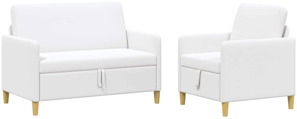 Sofa Sofos komplektas su saugojimu 2 vnt. Balta Poliesteris