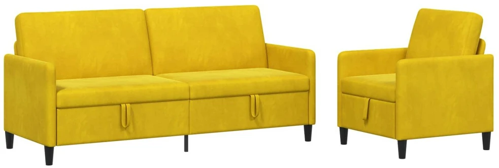 Sofa Sofos komplektas su saugojimu 2 vnt. Geltona Poliesteris