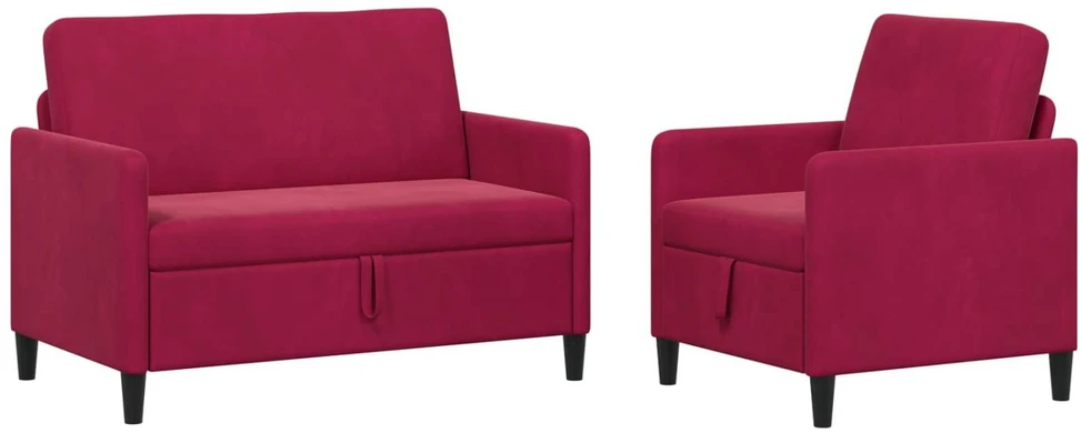 Sofa Sofos komplektas su saugojimu 2 vnt. Vyno raudona Poliesteris