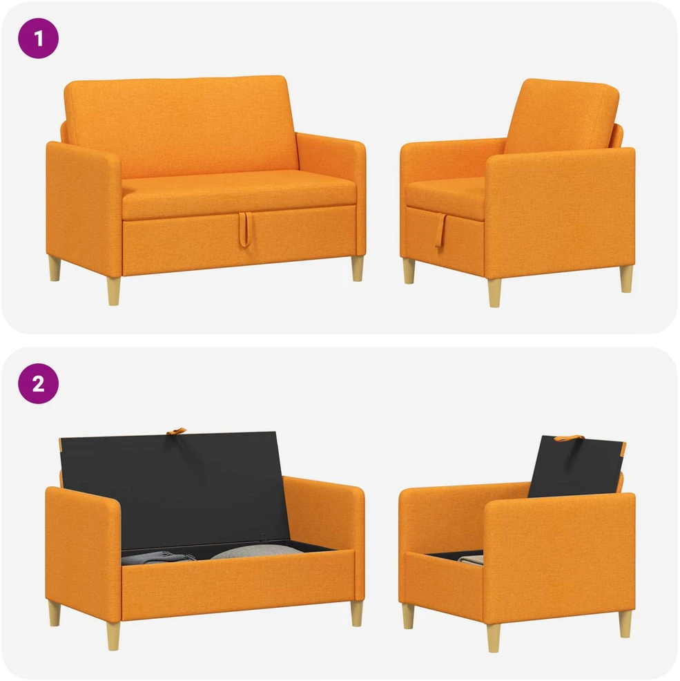 Sofa Sofos komplektas su saugojimu 2 vnt. Tamsiai geltona