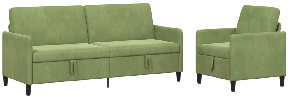 Sofa Sofos komplektas su saugojimu 2 vnt. Šviesiai žalia Poliesteris