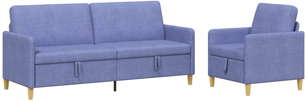 Sofa Sofos komplektas su saugojimu 2 vnt. 4 vietos Džinsinės mėlynos
