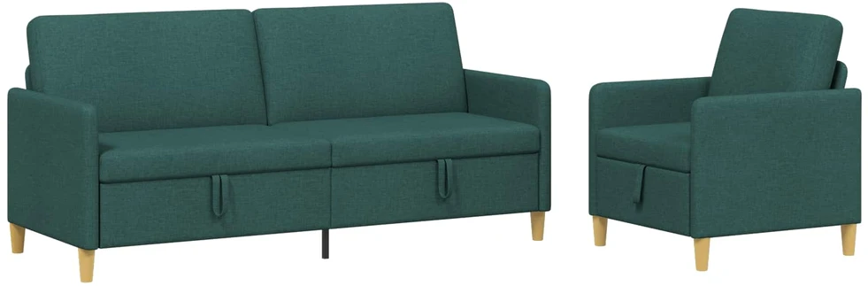 Sofa Sofos komplektas su saugojimu 2 vnt. Tamsiai žalia Poliesteris