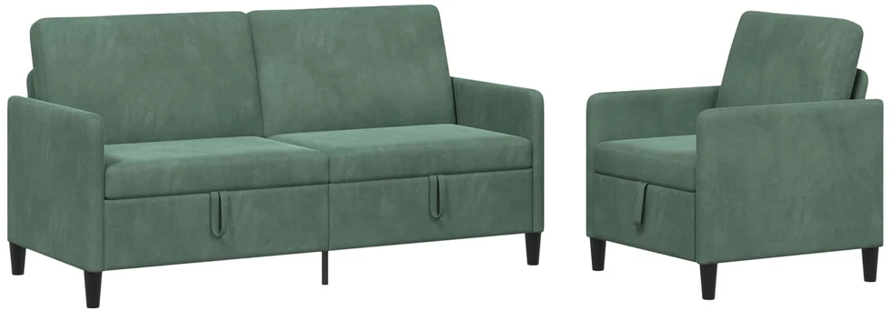 Sofa Sofos komplektas su saugojimu 2 vnt. Jūrinė žalia Poliesteris