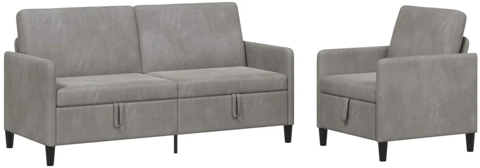 Sofa Sofos komplektas su saugojimu 2 vnt. Šviesiai pilka Poliesteris
