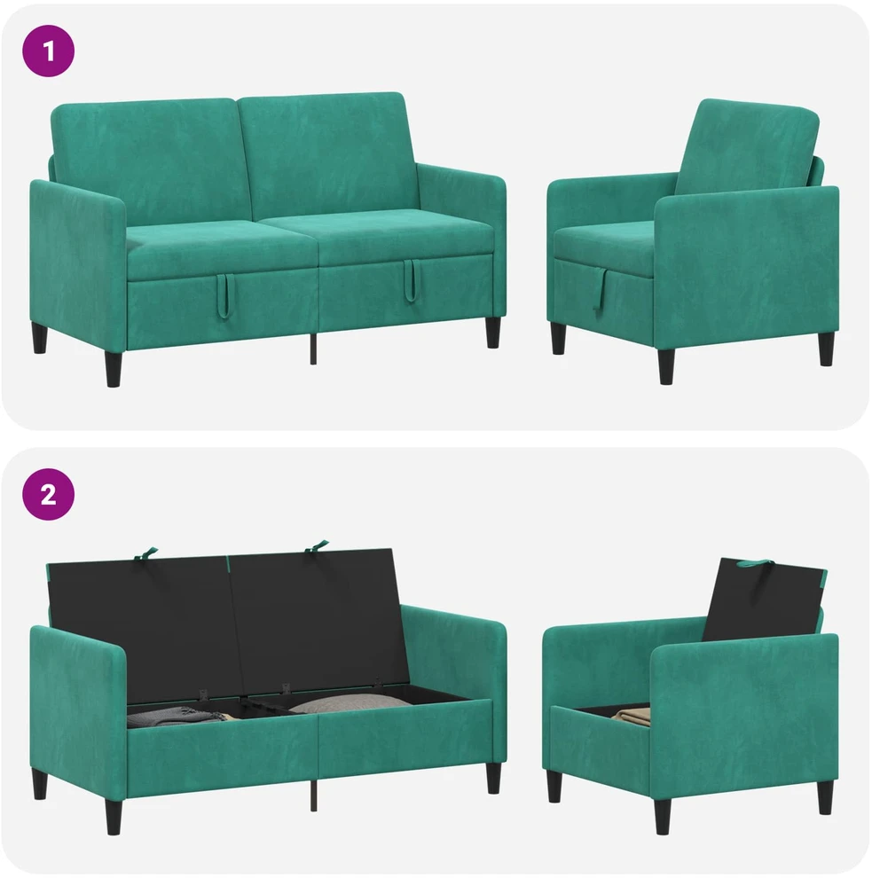 Sofa Sofos komplektas su saugojimu 2 vnt. Turkio Poliesteris