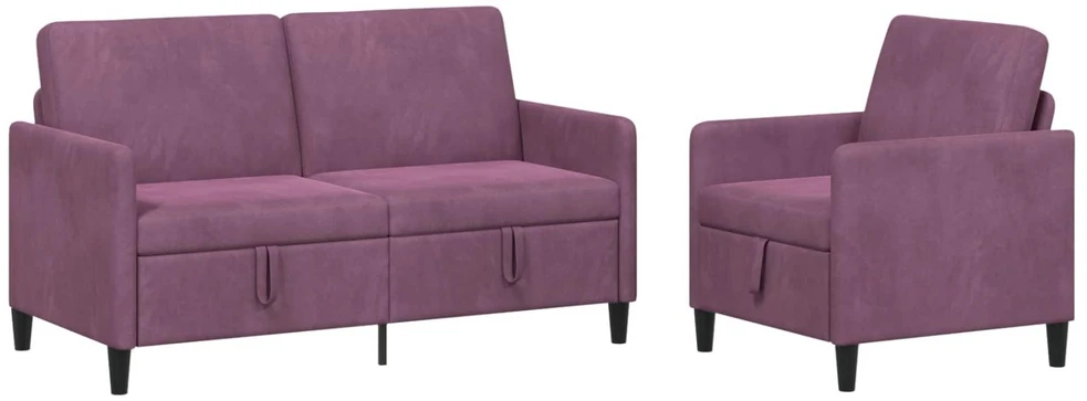 Sofa Sofos komplektas su saugojimu 2 vnt. Violetinė Poliesteris