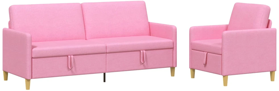 Sofa Sofos komplektas su saugojimu 2 vnt. Rožinė Poliesteris