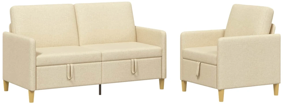 Sofa Sofos komplektas su saugojimu 2 vnt. Kreminė Poliesteris
